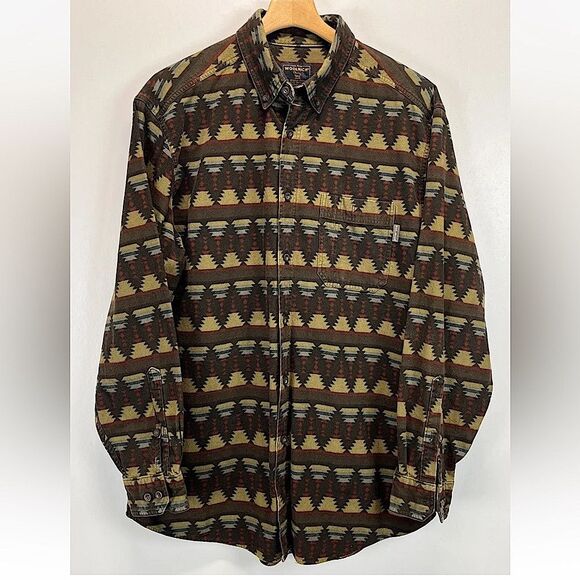 Woolrich Men’s Button Down Shirt Sz Med Aztec Southwest Blanket Flannel jacket - Picture 1 of 7